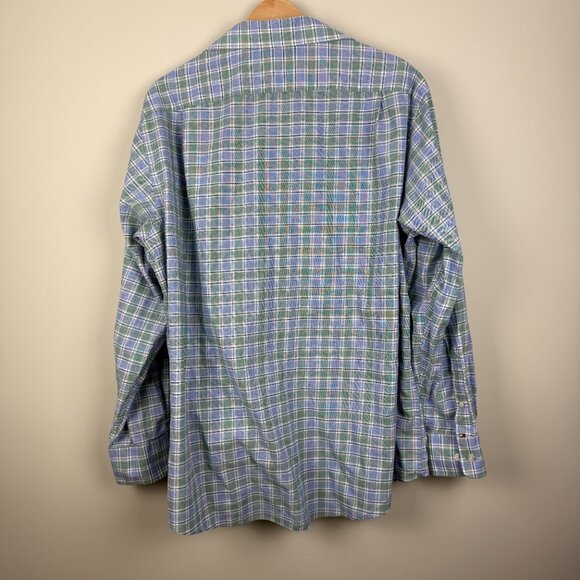 Tommy Hilfiger Men's Regular Fit THFlex Dress Shirt, Blue and Green, Size XL - Picture 6 of 8
